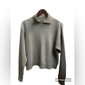 FACONNABLE TAN women's mock neck cozy 100 % cotton sweater size large EUC